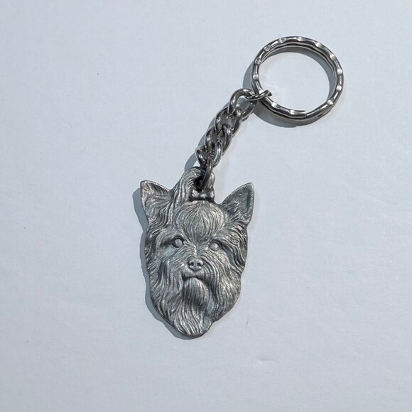 Vintage Yorkshire Terrier Pewter Keychain I Love My Yorkshire Terrier Keyring - Picture 1 of 3